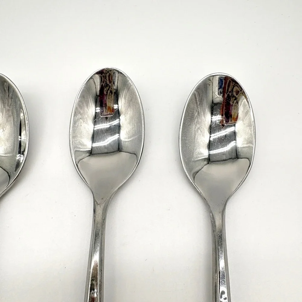 Towle Living Texture Hammered Metal Stainless Steel Soup Spoon Set 4 Flatware